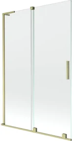 Mexen Velar L, 2-krídlová posuvná vaňová zástena 120 x 150 cm, 8mm číre sklo, zlatý matný profil, 896-120-003-01-55