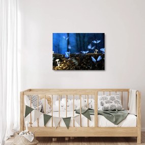 Sklenený obraz modrých motýľov (70x50 cm)