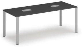 Stôl INFINITY 2000 x 900 x 750, grafit + 2x stolná zásuvka TYP IV, strieborná