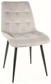Stolička Chic Velvet svetlosivá – čierne nohy
