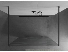 Mexen Kioto, sprchová zástena Walk-In 140 x 200 cm, 8mm číre sklo biely vzor, grafitový profil, 800-140-002-66-97