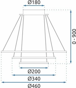 Toolight Toolight, LED stropné svietidlo 46cm, 100W, G042-3CP, zlatá lesklá, OSW-06309