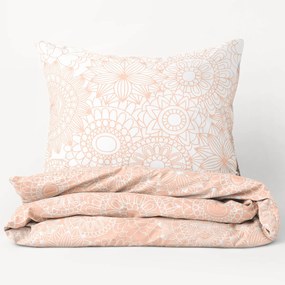 Goldea bavlnené posteľné obliečky - veľké mandaly na lososovom a bielom 140 x 220 a 70 x 90 cm