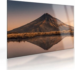 Sklenený obraz odrazu hory Taranaki, Nový Zéland (70x50 cm)