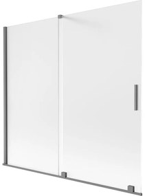 Mexen Velar, 2-krídlová posuvná vaňová zástena 170 x 150 cm, 8mm sklo námraza, brúsený grafit, 896-170-000-31-95