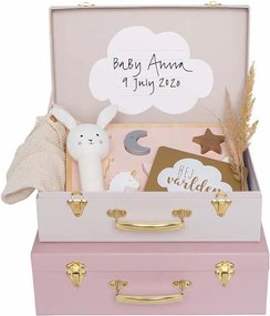 Detské retro kufríky ružová/biela 3ks