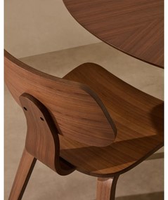 Tmavohnedá jedálenská stolička v dekore orecha Gena – Kave Home