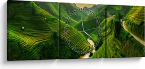 Obraz - Ryžové terasy Mu Cang Chai (s hodinami) (90x30 cm)