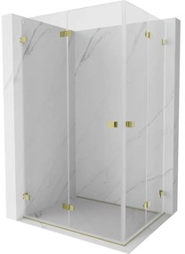 Mexen Lunar-F Duo, skladací sprchový kút 100 x 95 cm, 8mm číre sklo, zlatý profil, 836-100L-095P-50-00