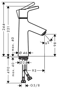 Hansgrohe Talis S, páková umývadlová batéria 100 LowFlow 3,5 l/min bez odtokovej súpravy, chrómová, HAN-72025000