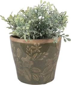 Zelený keramický obal na kvetináč s kvetmi Timothée M - Ø 12*10 cm