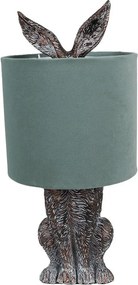 Šedá stolná lampa králik so zeleným tienidlom Rabbi - Ø 20*43 cm