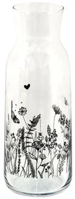 Sklenená karafa s kvetinami Flora And Fauna - Ø 9*25 cm / 1000 ml