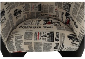 Kreslo Cubali (vzor noviny + čierna). Vlastná spoľahlivá doprava až k Vám domov. 788117