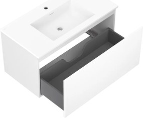 Mexen Orio, kúpeľňová skrinka 90 cm s umývadlom Otis, 1 zásuvka, biela matná, 91A10-09047-1-BF01-W18M01