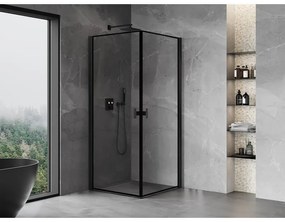 Mexen Mist-B Duo, 2-krídlový výklopný sprchový kút 100 x 100 cm, číre sklo-čierny rám, 8A2-100L-100P-70-70