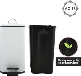 Matne biely nášľapný oceľový odpadkový kôš 5 l Erik – Spirella