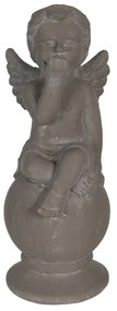 Vintage soška anjelika sediaceho na kouli - 16 * 15 * 38cm
