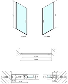 Polysan Polysan, ZOOM LINE BLACK sprchové dvere 900mm, číre sklo, ZL1290B