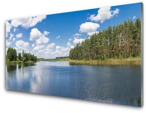 Skleneny obraz Jazero les príroda 100x50 cm