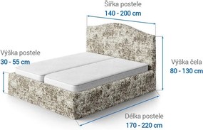 Bielastické poťahy MARMO béžové posteľ (š.140 - 200 cm)