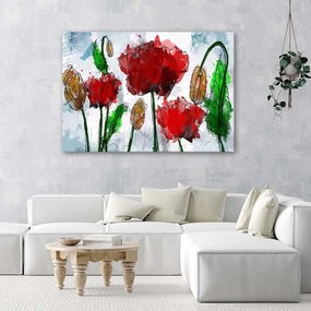 Obraz na plátně Červené vlčí máky Akvarel - 100x70 cm