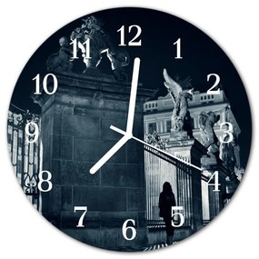 Nástenné sklenené hodiny Mestské pamiatky fi 30 cm