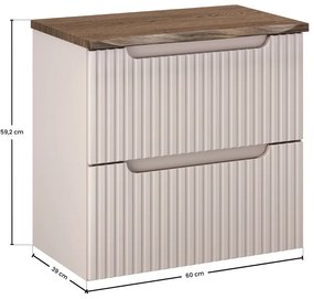 Závěsná skříňka pod umyvadlo Nova Cashmere Nature s deskou 60 cm kašmírová/dub casella