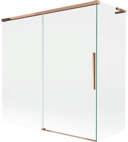 Mexen Rox, L posuvná 2-krídlová vaňová zástena 160 + 70 x 150 cm, 8mm číre sklo, ružové zlato profil, 8C9L-160-070-60-00