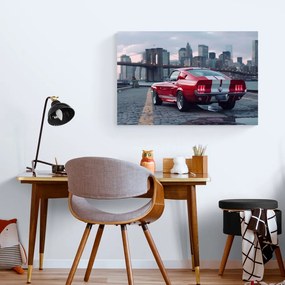 Obraz Mustang s panorámou New Yorku