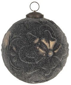 Tmavá vianočná gule s ornamentom - 13 cm