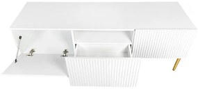 TV stolík Nicole 150 cm s otvorenou policou - biely mat / zlaté nožičky