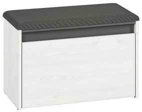 Policový sedací botník INGO - biela borovica / antracit / šedý