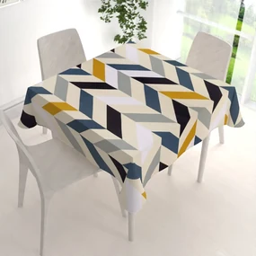 Biante Bavlnený štvorcový obrus Sandra SA-402 Veľké cik-cak modro-žlté pruhy 60x60 cm