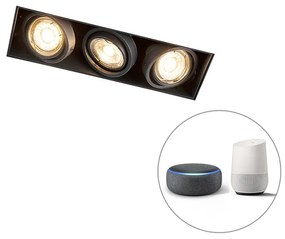Moderné inteligentné zapustené bodové svetlo čierne bez rámu vrátane 3 GU10 Wifi - Oneon 3