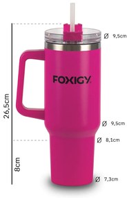Foxigy Termohrnček do auta so slamkou 1200 ml Fuchsia