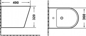 Erga Vento, závesný bidet 485x360x320 mm, čierna matná, ERG-V03-VENTO-BD-BK