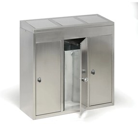 Odpadkový kôš na triedený odpad, 3x37 l, nerez