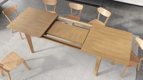 BARI Dub prírodný 180x90 cm (+2 vložky 45 cm) - DREVENÝ STÔL V JAPANDI/ŠKANDINÁVSKOM ŠTÝLE, ROZKLADACÍ DO 270 cm!