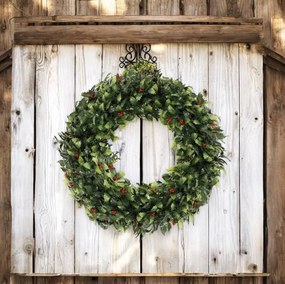 Vianočný veniec s LED osvetlením BestBerg / Ø 56 cm / 1 ks / zelená