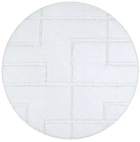 Kúpeľňový koberček SUPREME LINES línie, biely kruh