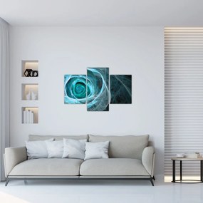 Obraz - Abstraktné ruže modrá s čiernym pozadím (90x60 cm)