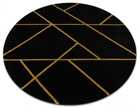 Dywany Łuszczów, Kusový koberec Emerald geometric 1012 black and gold kruh, 120x120 (priemer) kruh, čierna, chodba / predsieň