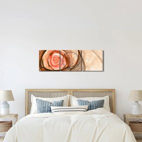 Obraz - Abstraktné ruže ružová s bielym pozadím (s hodinami) (90x30 cm)