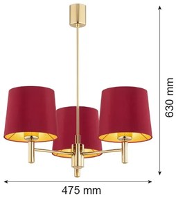 Argon 6266 - Luster na tyči PONTE PLUS 3xE27/15W/230V červená