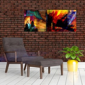 Obraz - Farebná abstrakcia mesta (120x50 cm)