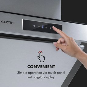 Klarstein Balzac Silent 60, digestor, 60 cm, nástenný, 604 m³/h, A, dotykové ovládanie, nehrdzavejúca oceľ