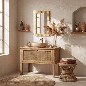 Tutumi Tutumi, nástenné zrkadlo Boho 55x35 cm KLNA-MR01, hnedá, HOM-02803