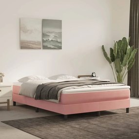 Posteľný rám boxsping s matracom ružový 140x200 cm zamat 3144338