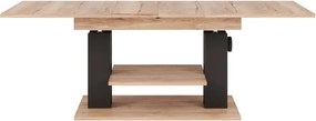 Výškově nastavitelný rozkládací konferenční stolek Moduvo 120/170 cm dub Halifax/černý